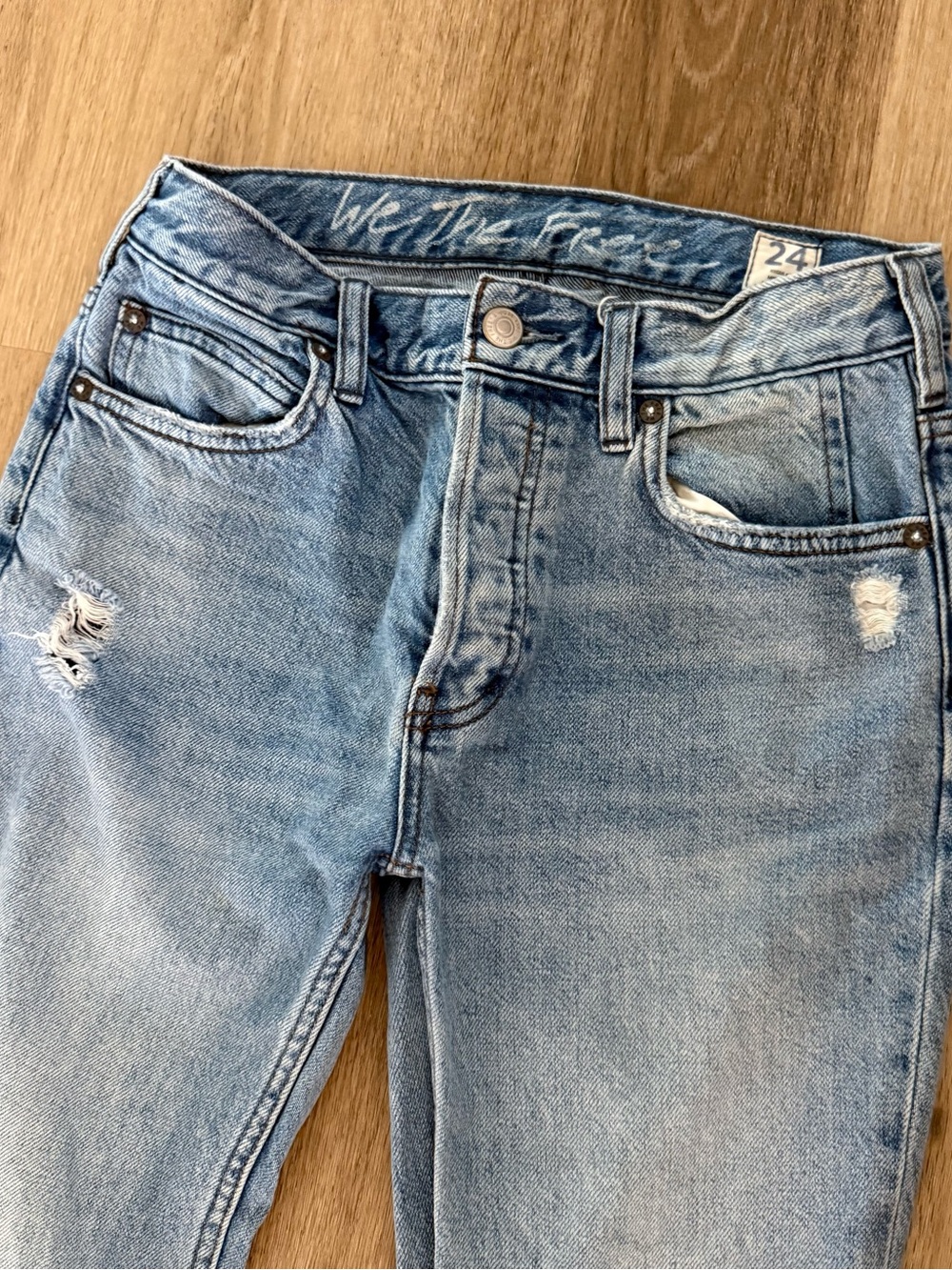 We The Free Light Blue Regular Distressed Jeans